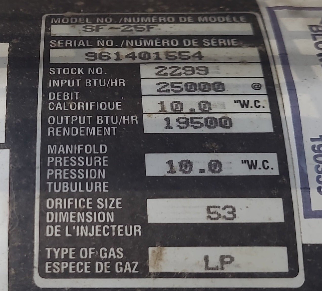 Suburban, 25000 BTU USED SF-25F Suburban RV Propane Furnace