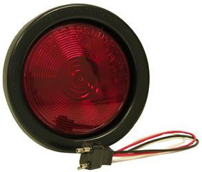 Peterson Mfg. , Trailer Light Peterson Mfg. 426KR Stop/ Turn/ Tail Light, Sealed, Incandescent, Round Shape, Red, 4-1/4" Diameter, With Grommet/ Straight Plug