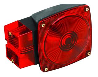 Wesbar , Trailer Light Wesbar 2523024 8-Function Tail Light, Incandescent Bulb, Red Lens, 6.29" Length x 4.66" Width x 3.76" Height, Left/Roadside