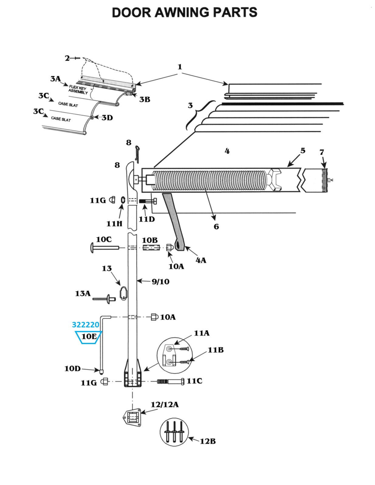 Woodland Airstream Parts and RV Accessories Store, Zip Dee 3/16" Galvanized Brace Rod for Door Awning - 322220