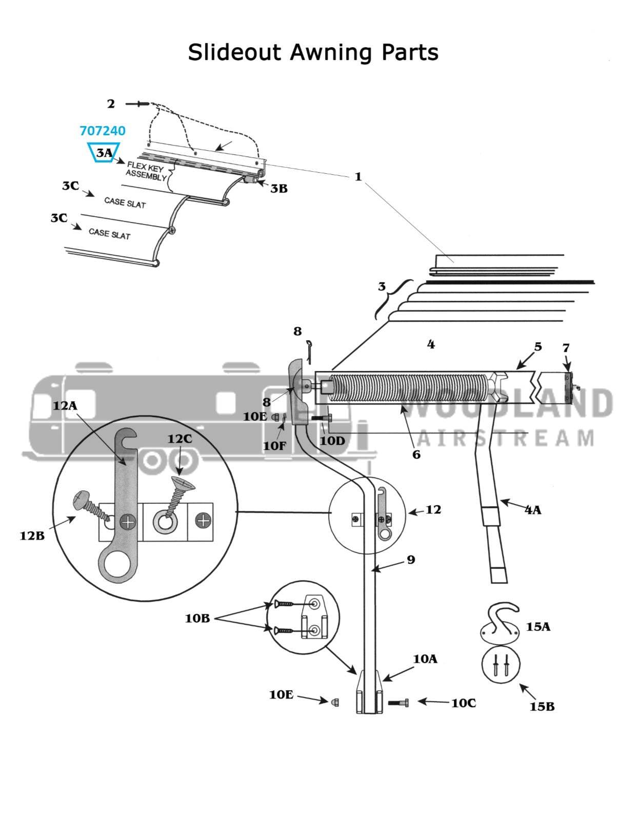 Woodland Airstream Parts and RV Accessories Store, Zip Dee Awning Satin Flex Key Assembly, Wide (per foot) - 702240